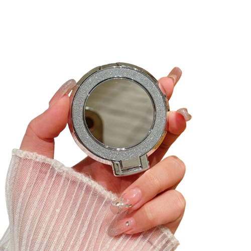 Glitter Mobilholder med Ringgrep og Speil – Universell Støtte for iPhone, Samsung, Xiaomi og Flere