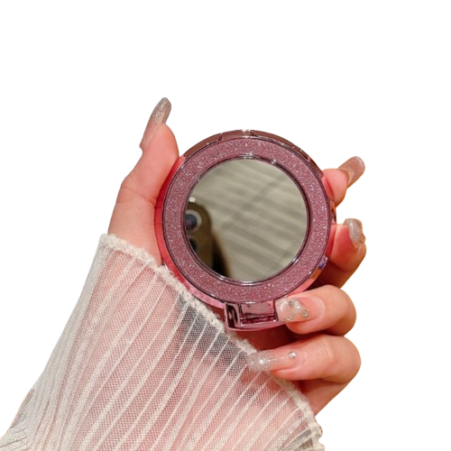 Glitter Mobilholder med Ringgrep og Speil – Universell Støtte for iPhone, Samsung, Xiaomi og Flere