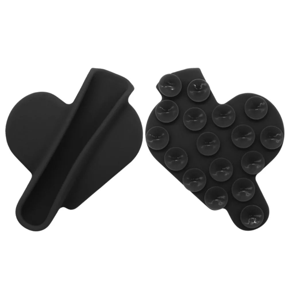 Hjerteformet Dobbeltsidig Sugekopp Lipstick/Leppestift Holder – Håndfri Telefonfeste