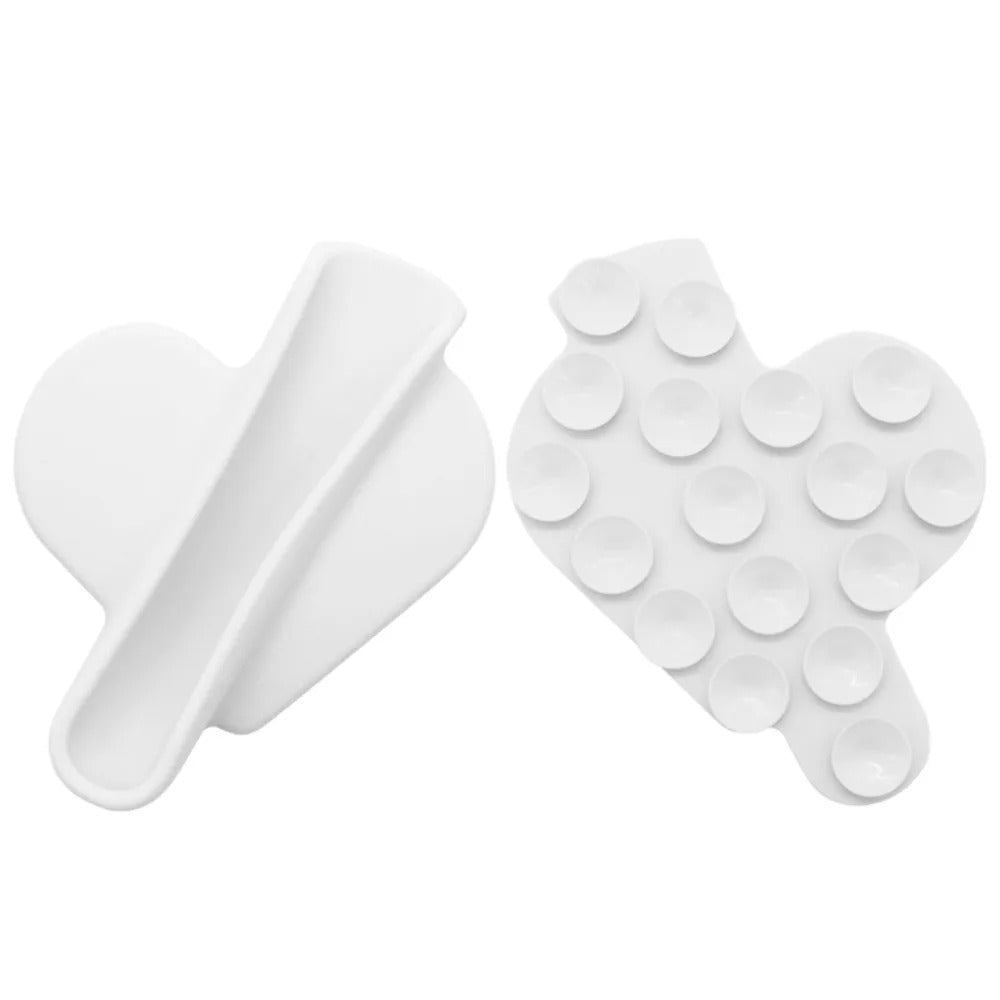 Hjerteformet Dobbeltsidig Sugekopp Lipstick/Leppestift Holder – Håndfri Telefonfeste