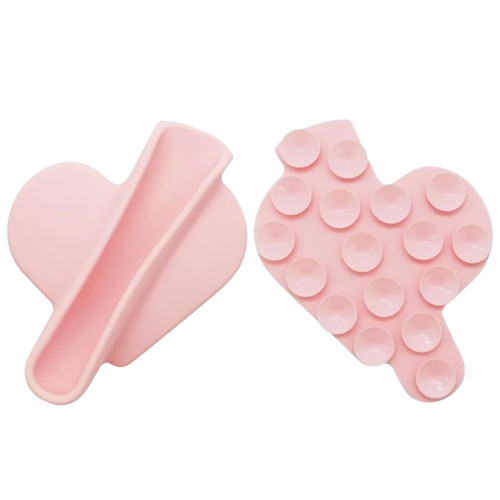 Hjerteformet Dobbeltsidig Sugekopp Lipstick/Leppestift Holder – Håndfri Telefonfeste